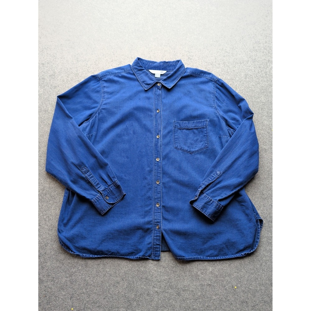 Old Navy Women's "The Perfect Shirt" XXL Blue Long Sleeve